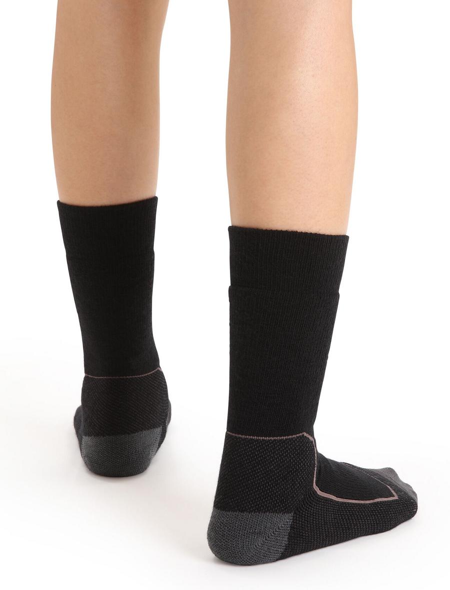 Women's Icebreaker Merino Hike+ Medium Crew Socks Black / Monsoon | CA 1515OKIR